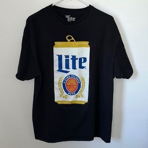 🌿3/$12 Miller Lite Beer Can Black Cotton Tshirt • Size L • Like New